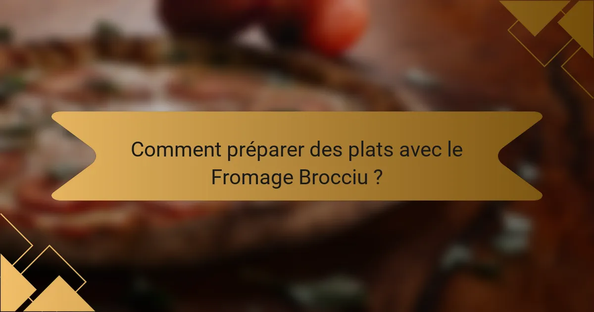 Comment préparer des plats avec le Fromage Brocciu ?