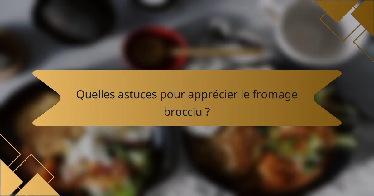 Quelles astuces pour apprécier le fromage brocciu ?