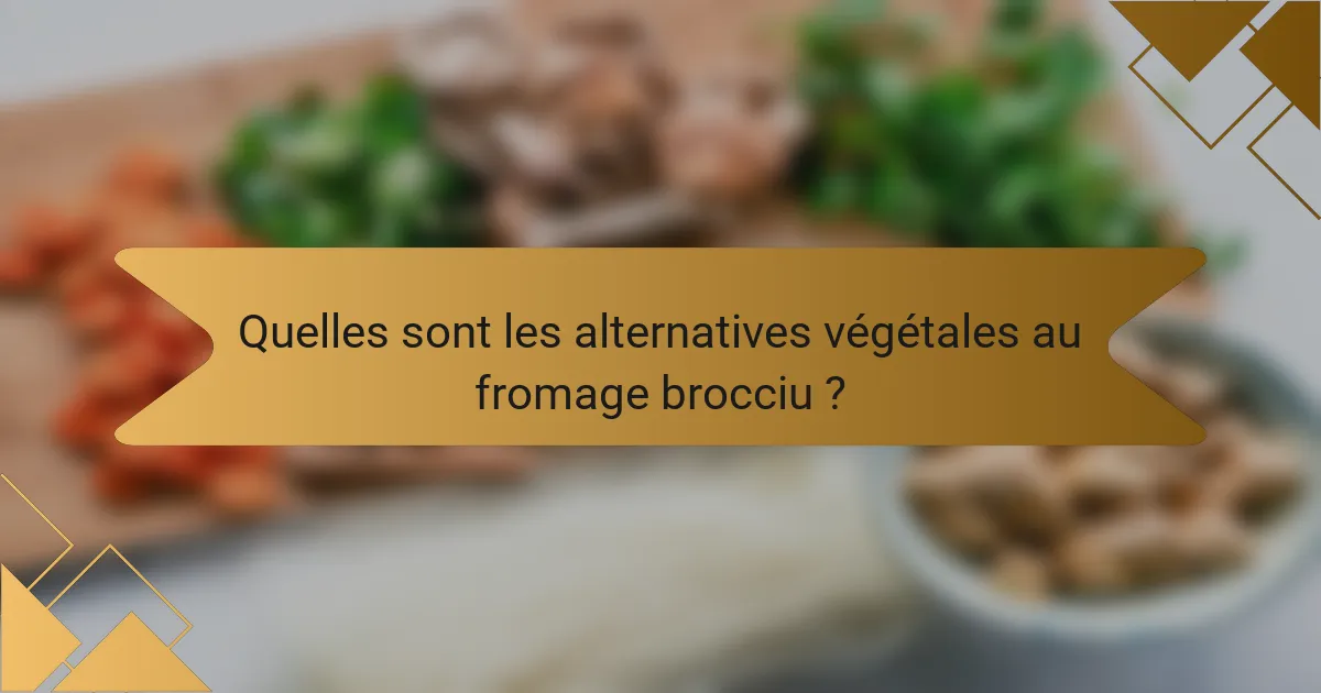 Quelles sont les alternatives végétales au fromage brocciu ?