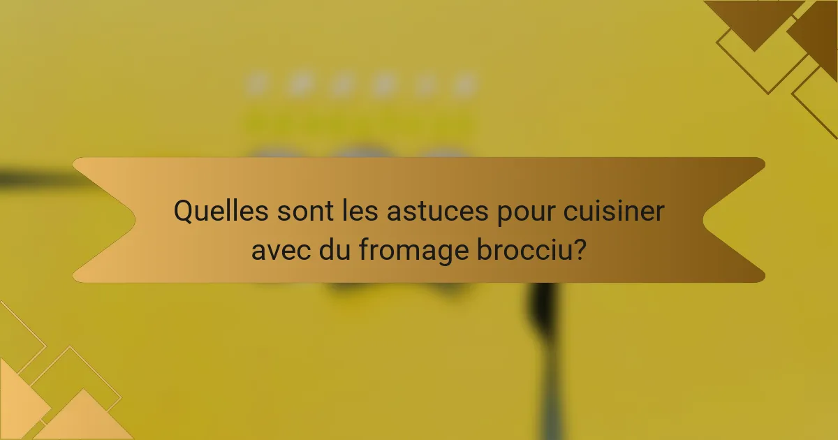 Quelles sont les astuces pour cuisiner avec du fromage brocciu?