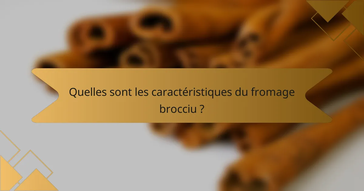 Quelles sont les caractéristiques du fromage brocciu ?