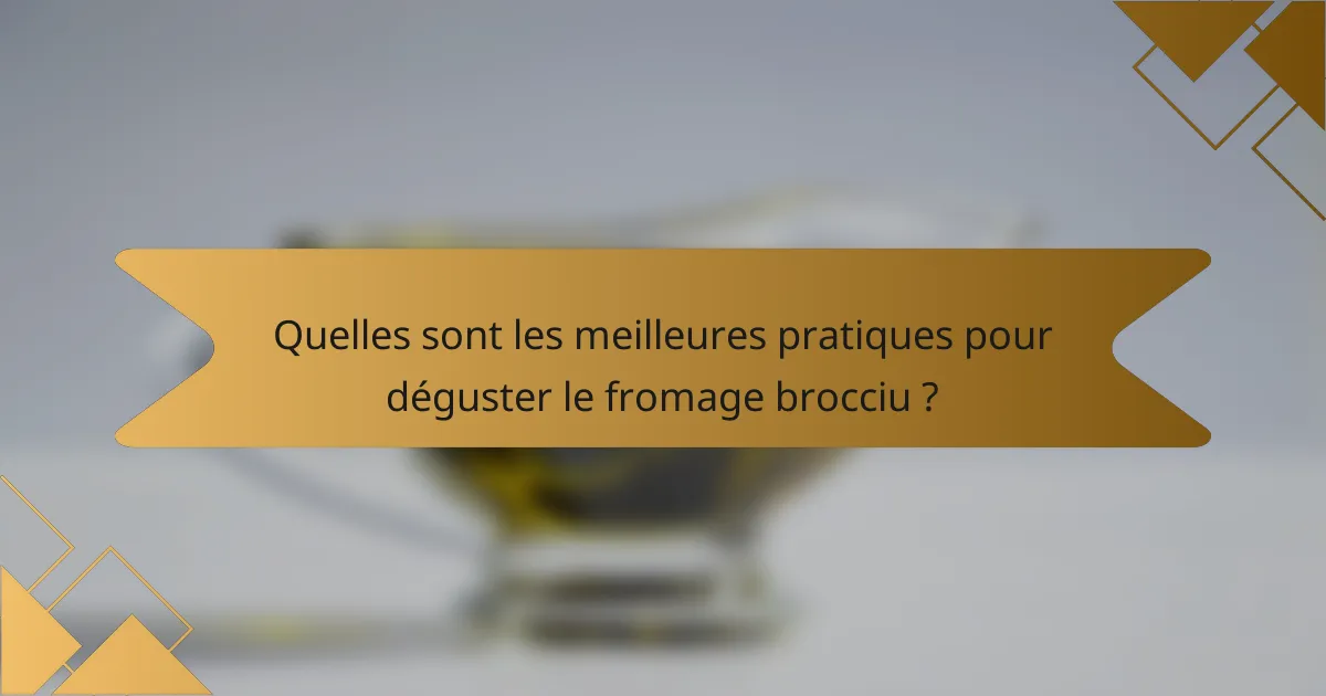 Quelles sont les meilleures pratiques pour déguster le fromage brocciu ?