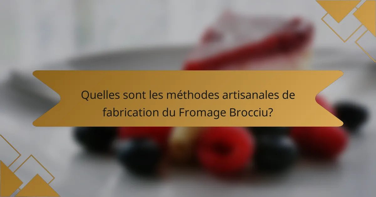 Quelles sont les méthodes artisanales de fabrication du Fromage Brocciu?