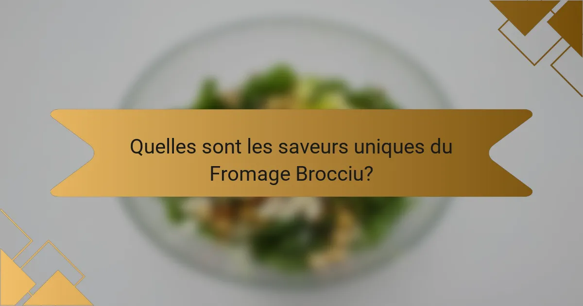 Quelles sont les saveurs uniques du fromage brocciu ?