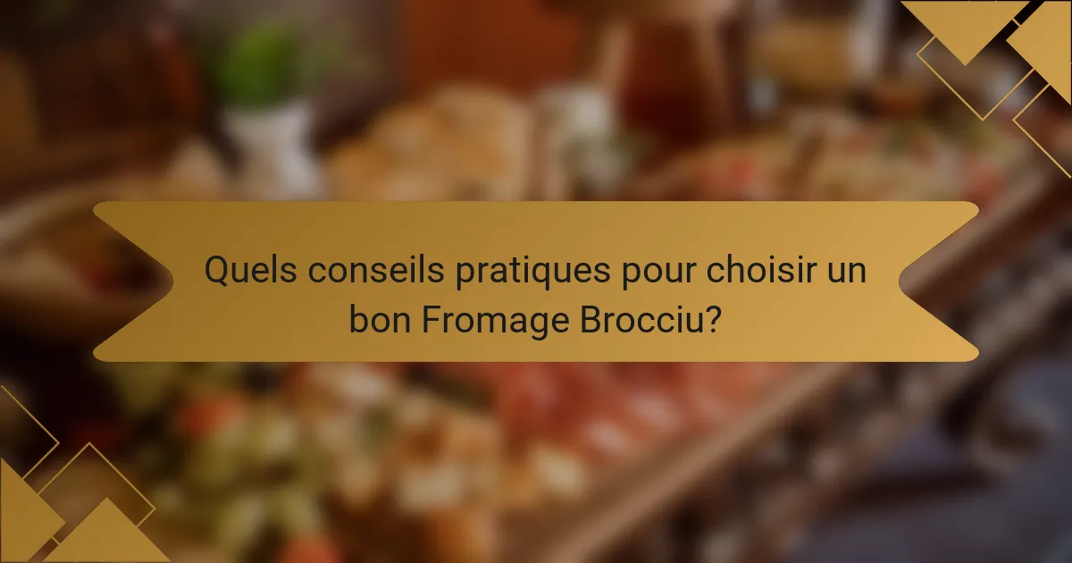 Quels conseils pratiques pour choisir un bon Fromage Brocciu?