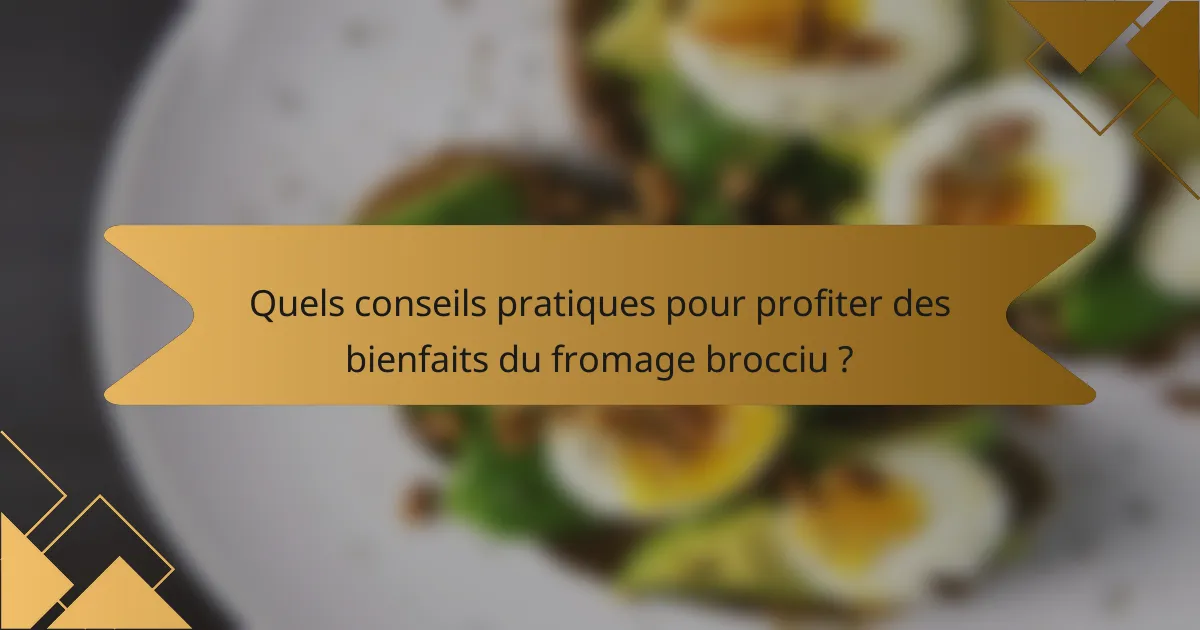 Quels conseils pratiques pour profiter des bienfaits du fromage brocciu ?