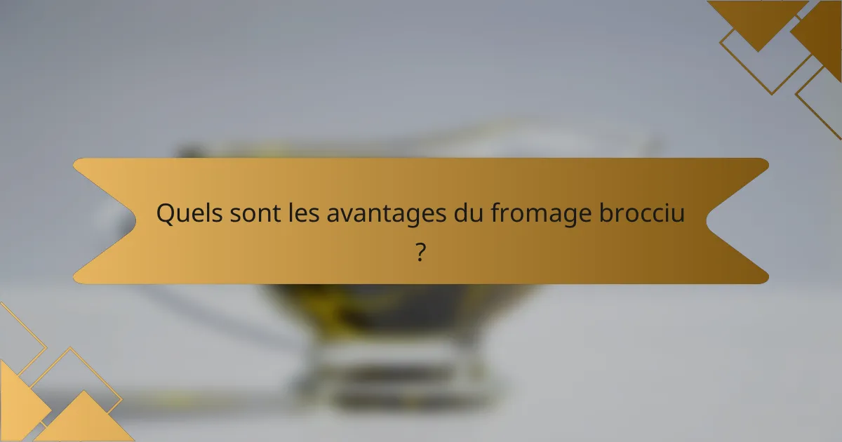 Quels sont les avantages du fromage brocciu ?