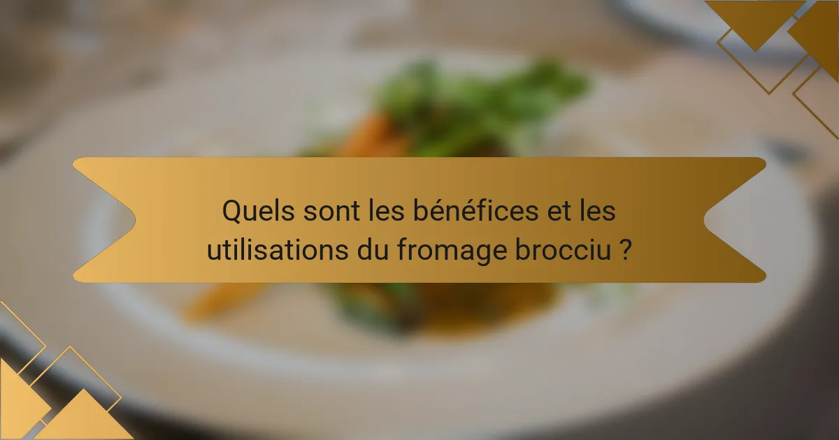 Quels sont les bénéfices et les utilisations du fromage brocciu ?