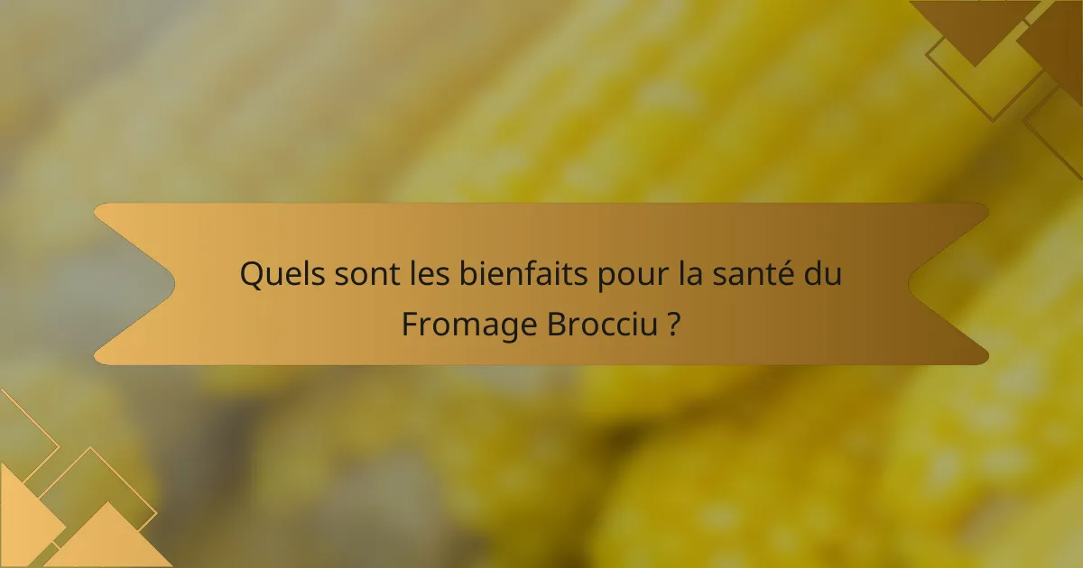 Quels sont les bienfaits pour la santé du Fromage Brocciu ?