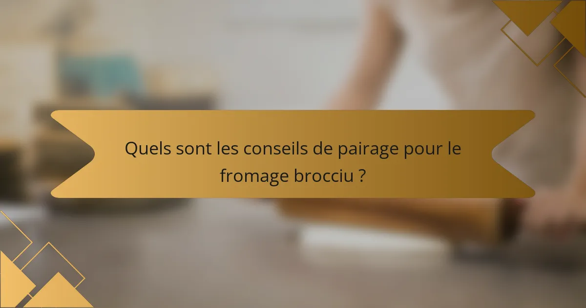Quels sont les conseils de pairage pour le fromage brocciu ?