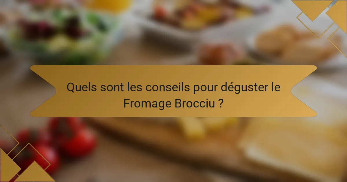 Quels sont les conseils pour déguster le Fromage Brocciu ?