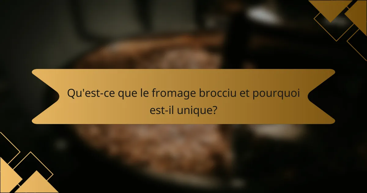 Qu'est-ce que le fromage brocciu et pourquoi est-il unique?
